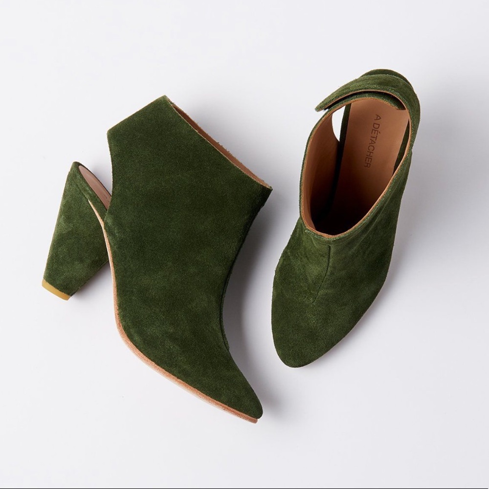 A Detacher Sinclair Green Suede Bootie